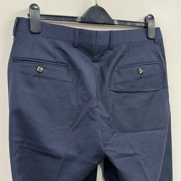 Ted Baket navy blue black Buffalo check wool pants 33R - Picture 5 of 7